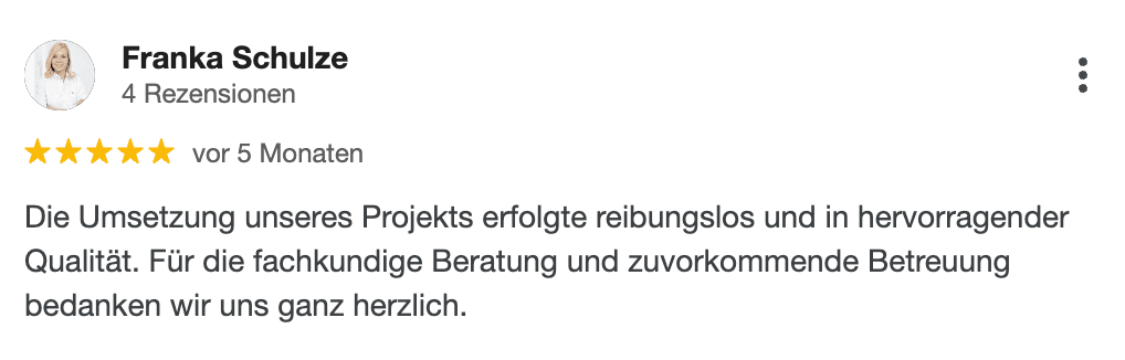 Bewertung von Franka Schulze auf Google