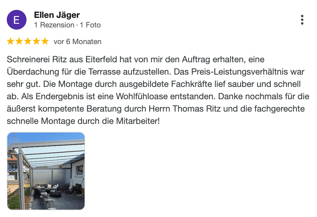 Bewertung von Ellen Jaeger auf Google