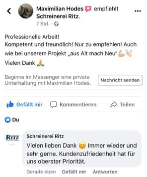 Bewertung von Maximilian Hodes auf Facebook