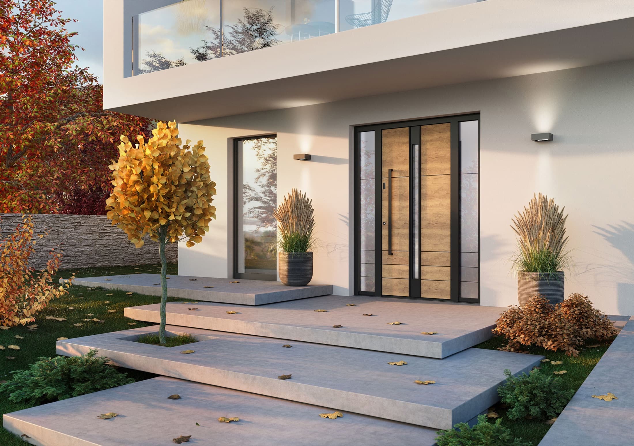 Individuell geplante Inotherm Eingangsanlage in Holzoptik