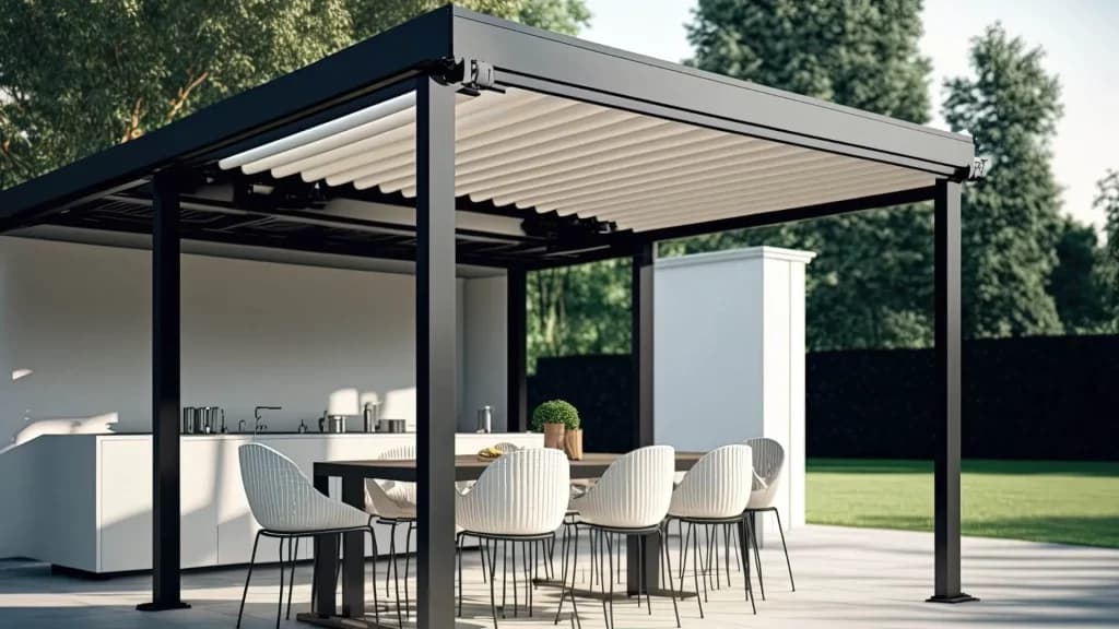 Lamellendach mit drehbaren Aluminiumlamellen